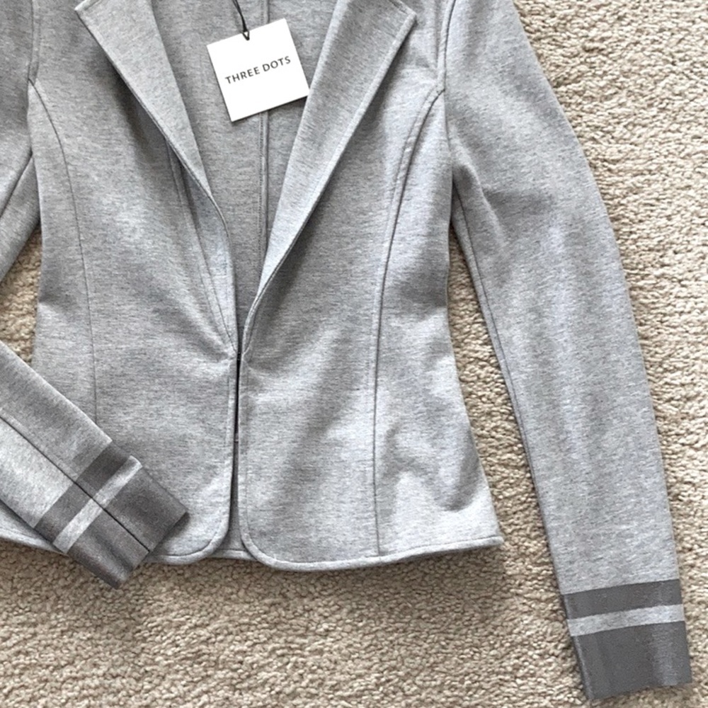 Three Dots Grey Blazer Jacket - Picture 3 of 6